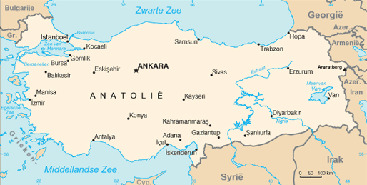 Landkaart Turkije